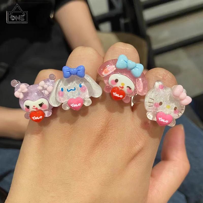 COD❤️Cincin Couple Plastik Bahan Warna Lucu korea Fashion Sederhana Gaya Untuk Pria Dan Wanita-A.one