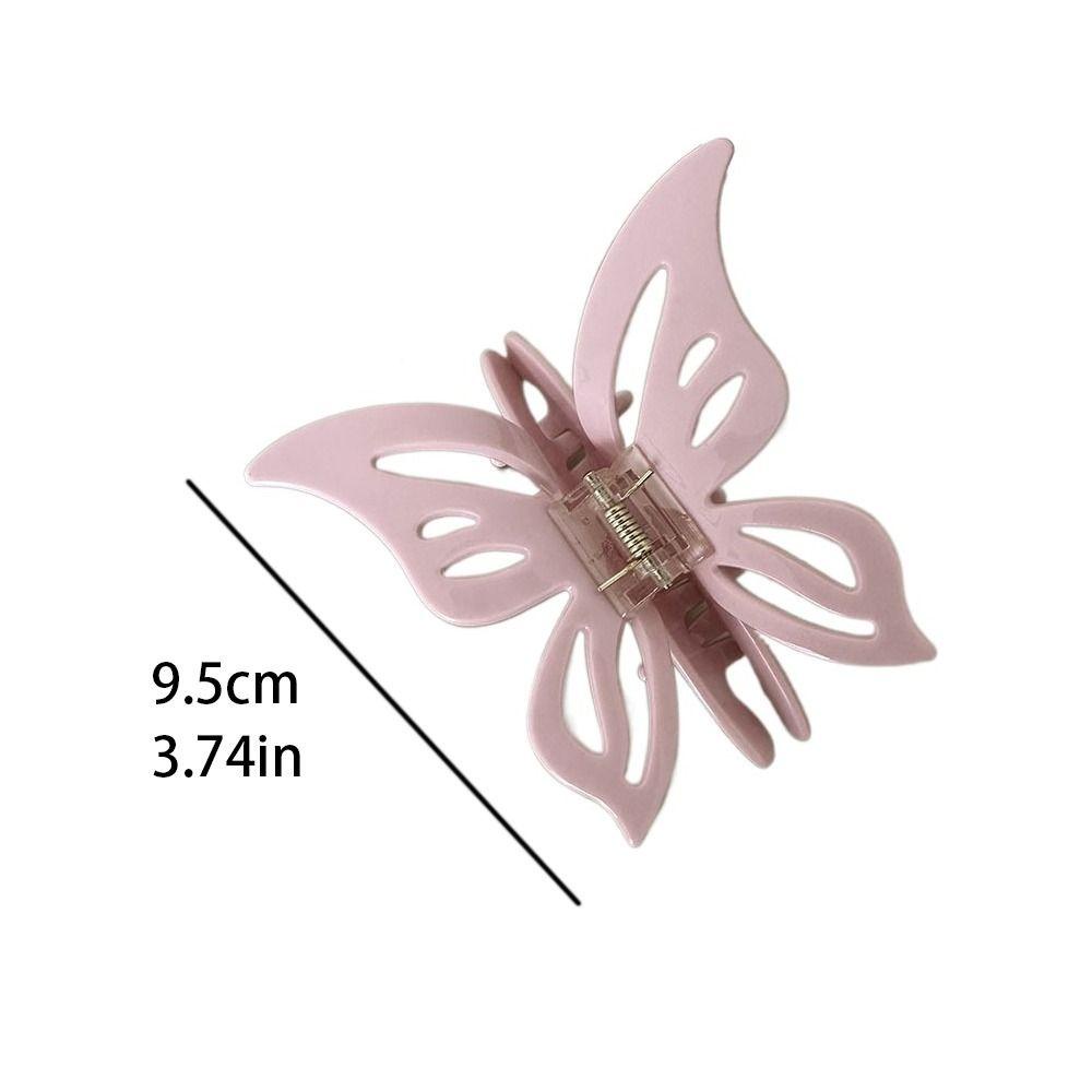 Needway   Butterfly Hair Claw Elegan Stylish Hiasan Kepala Jepit Rambut Hewan Perempuan Jepit Rambut Plastik Gaya Korea Besar Hairgrips