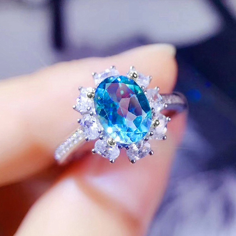 Biru Langit Cerah Cincin Untuk Wanita Berkilau Mewah Pertunangan Pernikahan Band Perhiasan Fashion Aksesoris Perempuan Pesta Baru