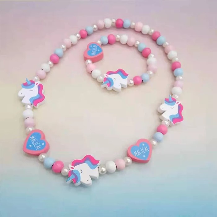 SET 2in1 Gelang Kalung Unicorn Cewek Pony Anak Perempuan kado hadiah