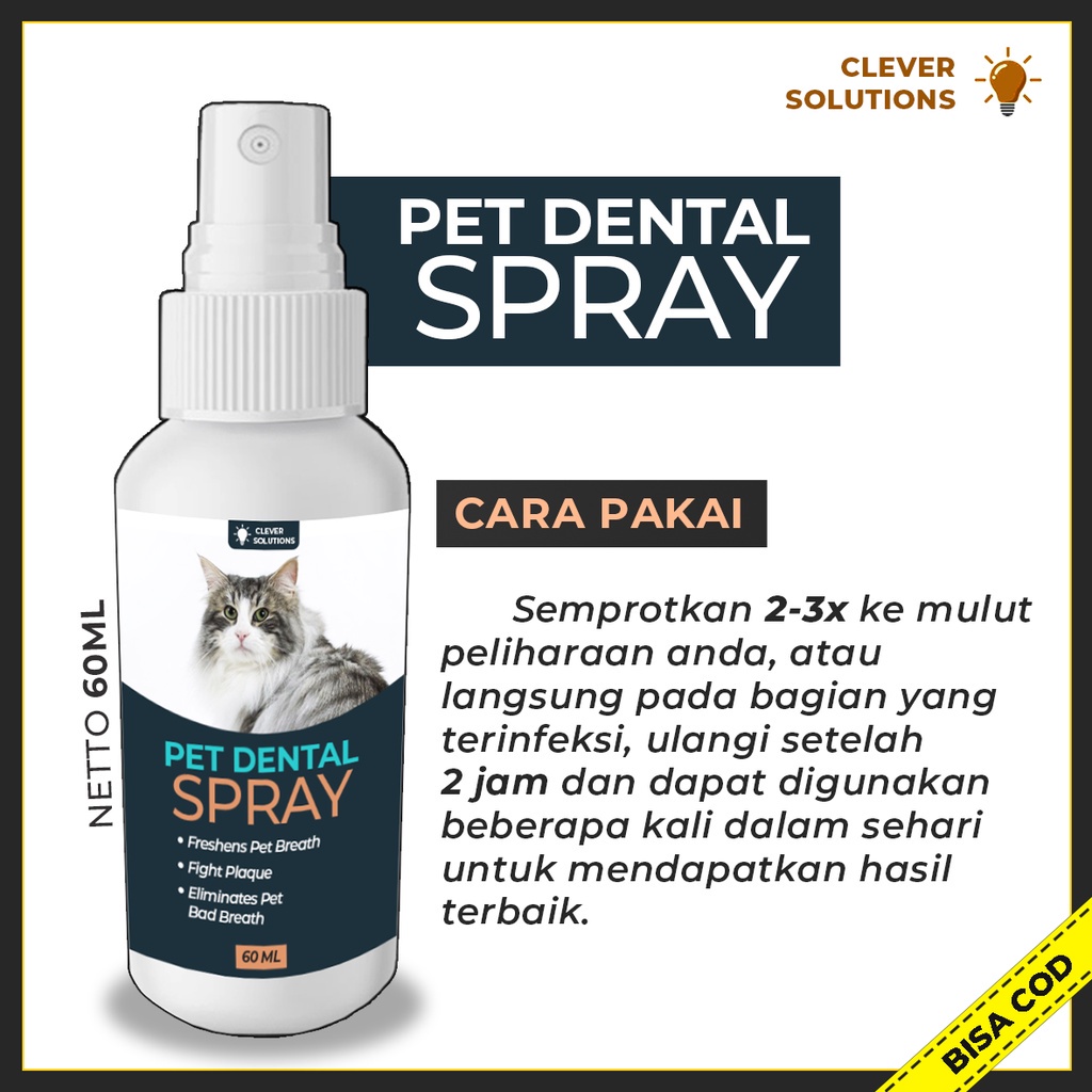 Penghilang Bau Mulut Kucing Anjing PET DENTAL SPRAY Obat Pembersih Kerak Gigi Dental Care Cat