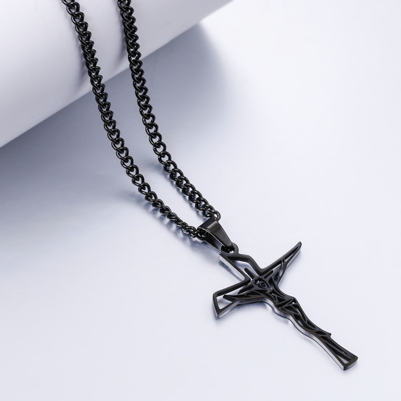 Z H Perhiasan Lapis Emas 18K 24K Gold S925 Perak Vintage Punk Exorcism Cross Pendant Pria Dan Wanita Fashion Anti Karat Kalung Hip Hop Baja Titanium Aksesoris Pesta