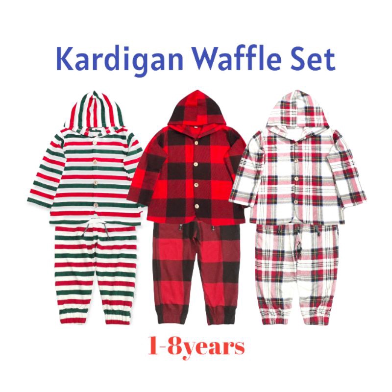 KARDIGAN SET waffle jogger piyama anak setelan panjang anak