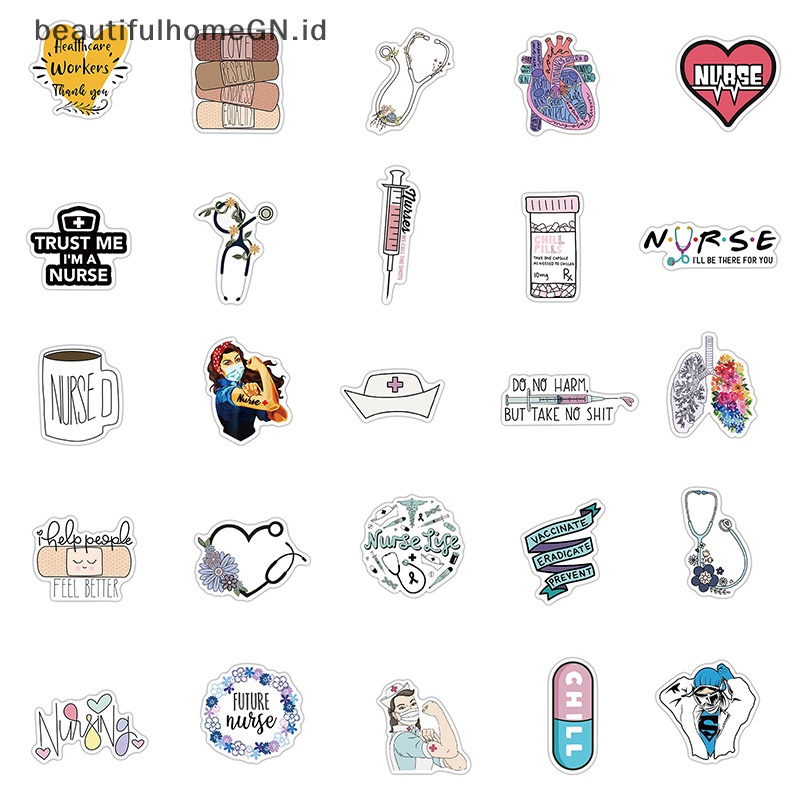 {Cantik} 50pcs Dokter Perawat Perawat Malaikat Lucu Graffiti Stiker Koper Laptop Decal~