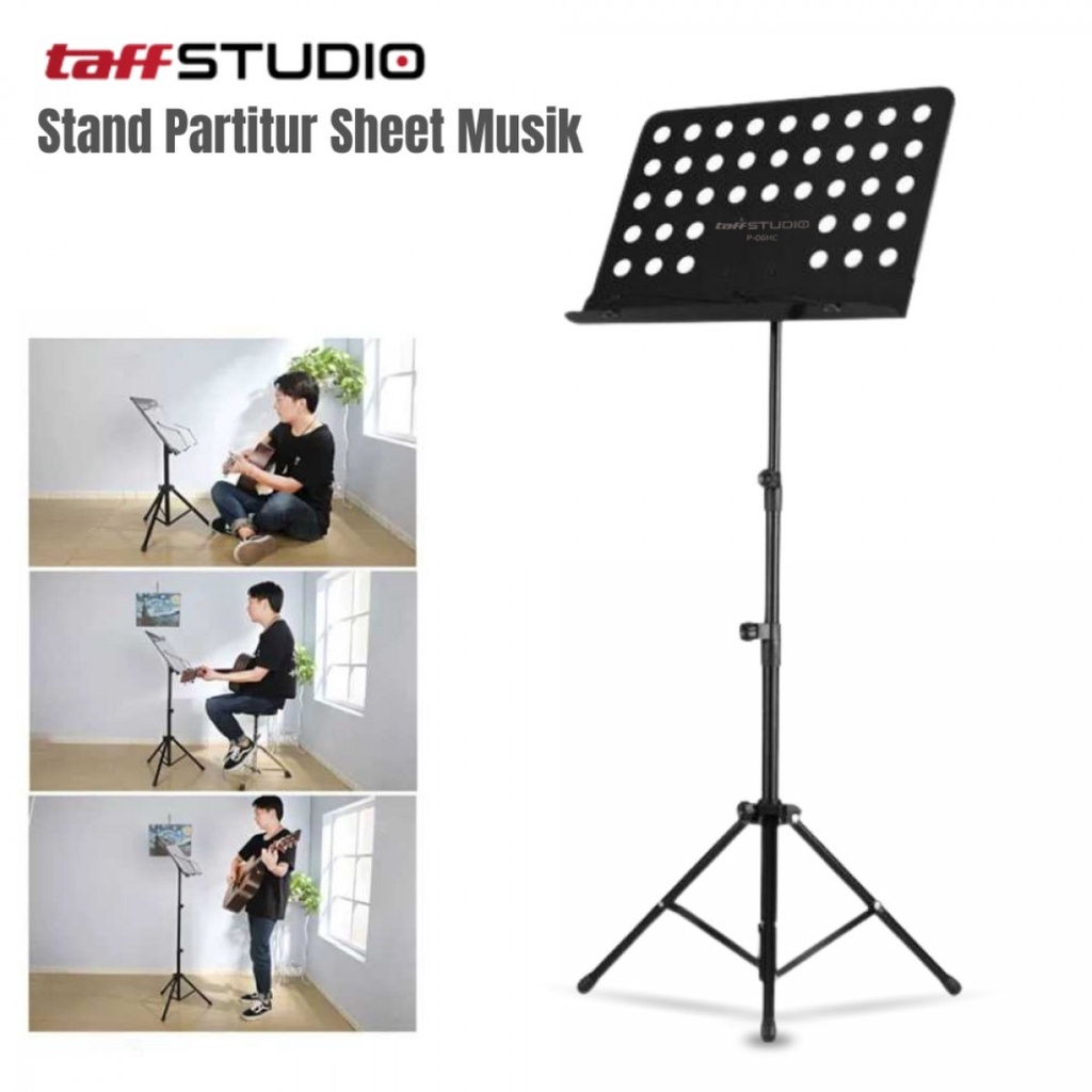 TaffSTUDIO Stand Tripod Partitur Lipat Portable Aluminium