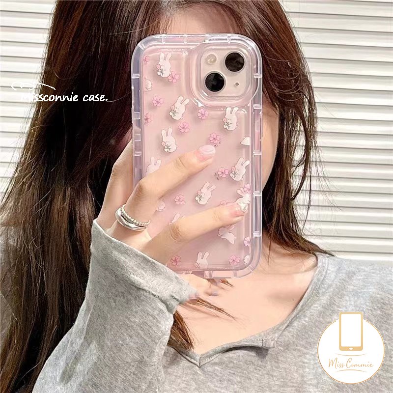 Ins Bunga Segar Lucu Kartun Kelinci Ponsel Case Untuk Redmi 9A 9 10 12C 10C 10A A1 9T 9C NFC Redmi Note10 9 11 8 10 Pro Max 10s 11s POCO F4 Transparan Airbag Shockproof Soft Case