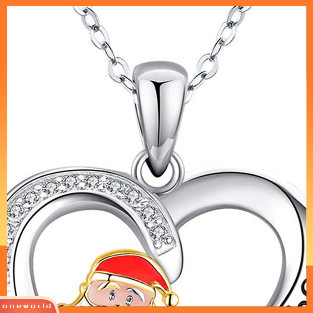 [ONE] Women Necklace Heart Shiny Kalung Liontin Huruf Berlian Imitasi Ringan Untuk Natal