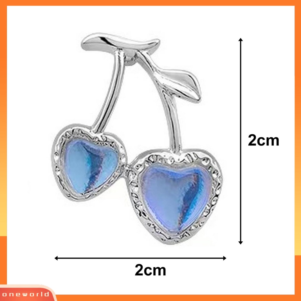 [ONE] Lucu Manis Cherry Stud Earrings Shiny Light Blue Berlian Imitasi Earrings Pesta Perjamuan Wanita Fashion Perhiasan Hadiah