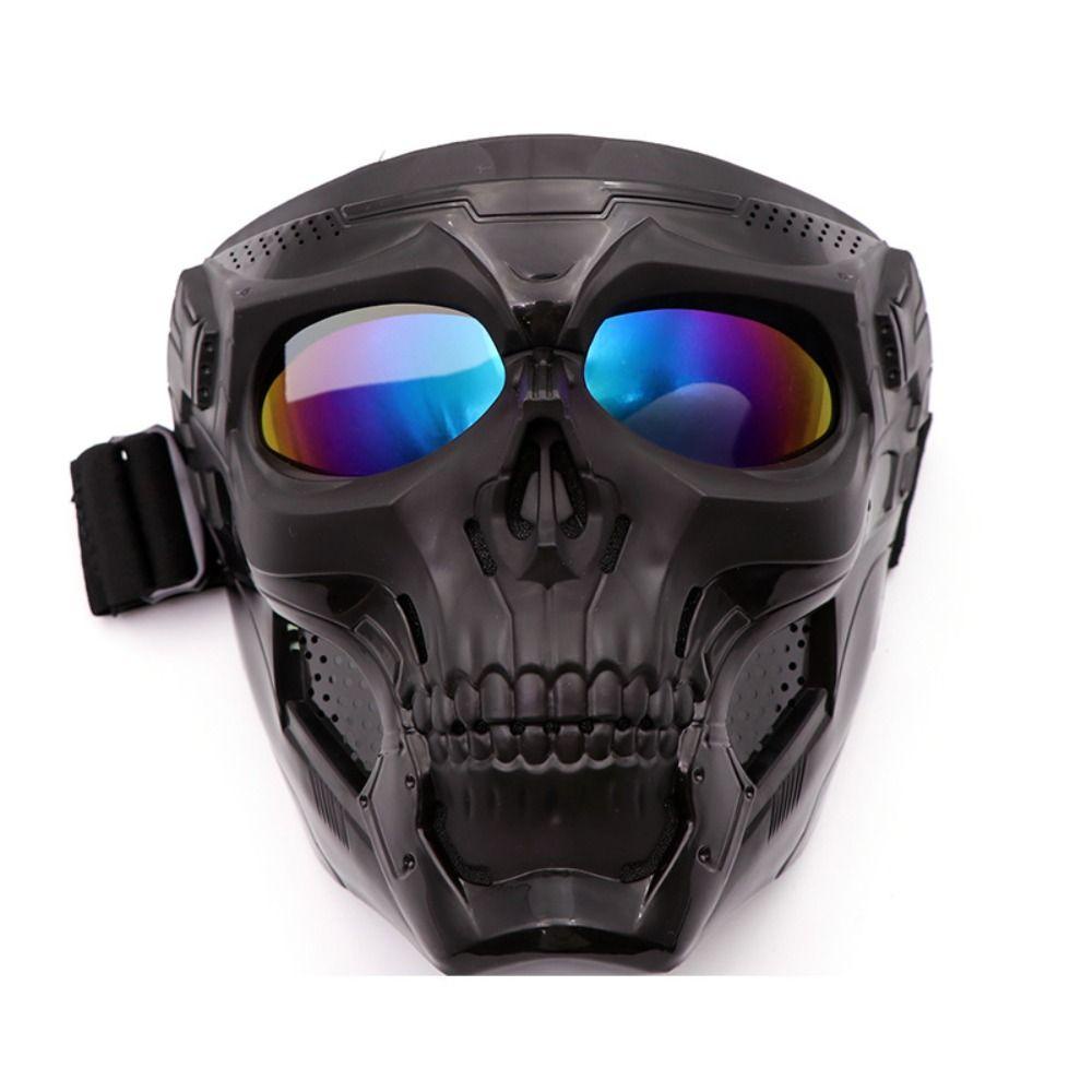 Nickolas1 Motocross Skulls Mask Windproof Outdoor Halloween Cosplay Helm Masker Skull Bentuk Hantu Kacamata Angin Face Mask Pelindung Tahan Angin Cermin Kaca Mata Motor