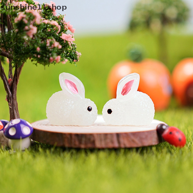 Sho 2PCS Mobil Luminous Ornament Bunny Car Gaya Lucu Penyembuhan Dekorasi Interior Mobil N