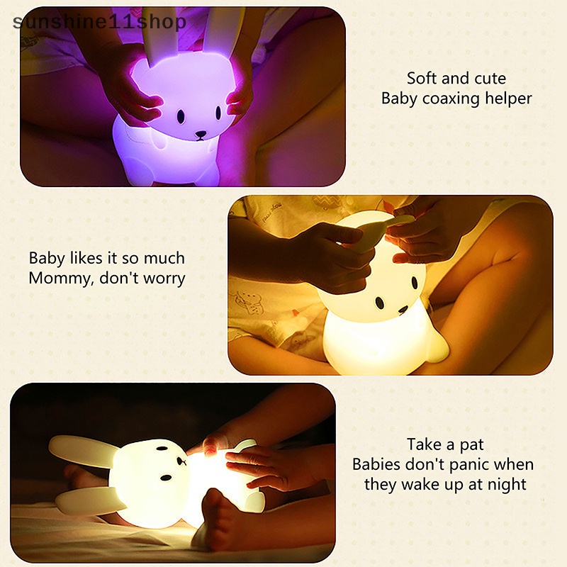 Sho Lampu Malam Silikon Lucu Kelinci Paus Kucing Sensor Sentuh Rechargeable Kamar Tidur N