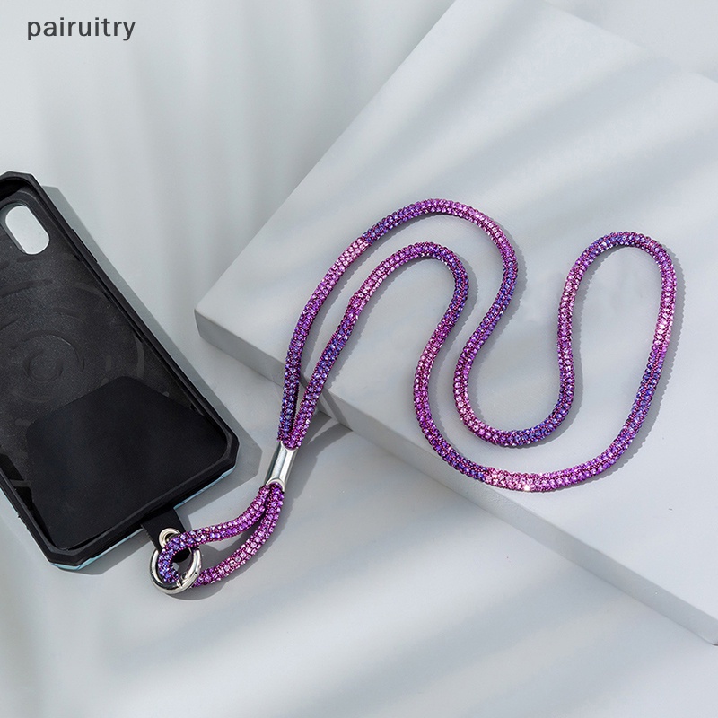 Prt Berlian Imitasi Adjustable Phone Lanyard Detachable Neckband Cord Lanyard Tali Leher PRT