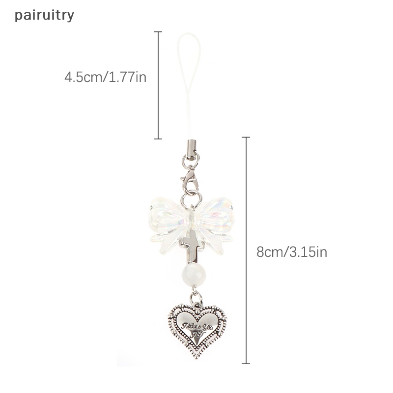 Prt Gadis Manis Telepon Liontin Keren Kawaii Y2K Pink Perak Ch Wanita Kupu-Kupu Dasi Ins Korea Handmade DIY Gantungan Kunci Aksesoris PRT