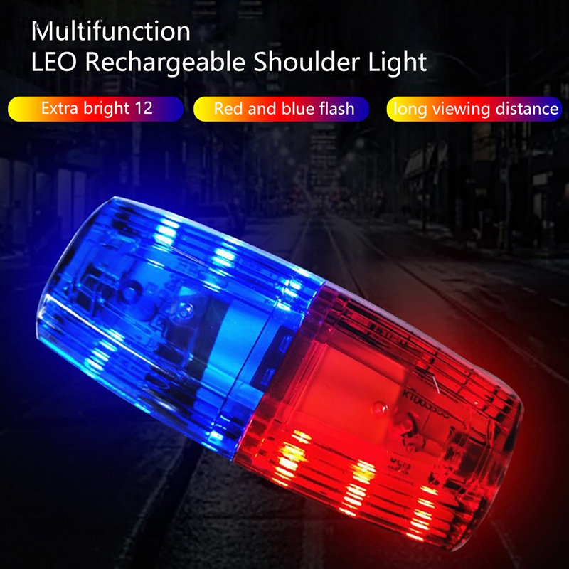 Prt LED Merah Biru Caution Emergency Police Light Lampu Bahu Kedip Rechargeable PRT