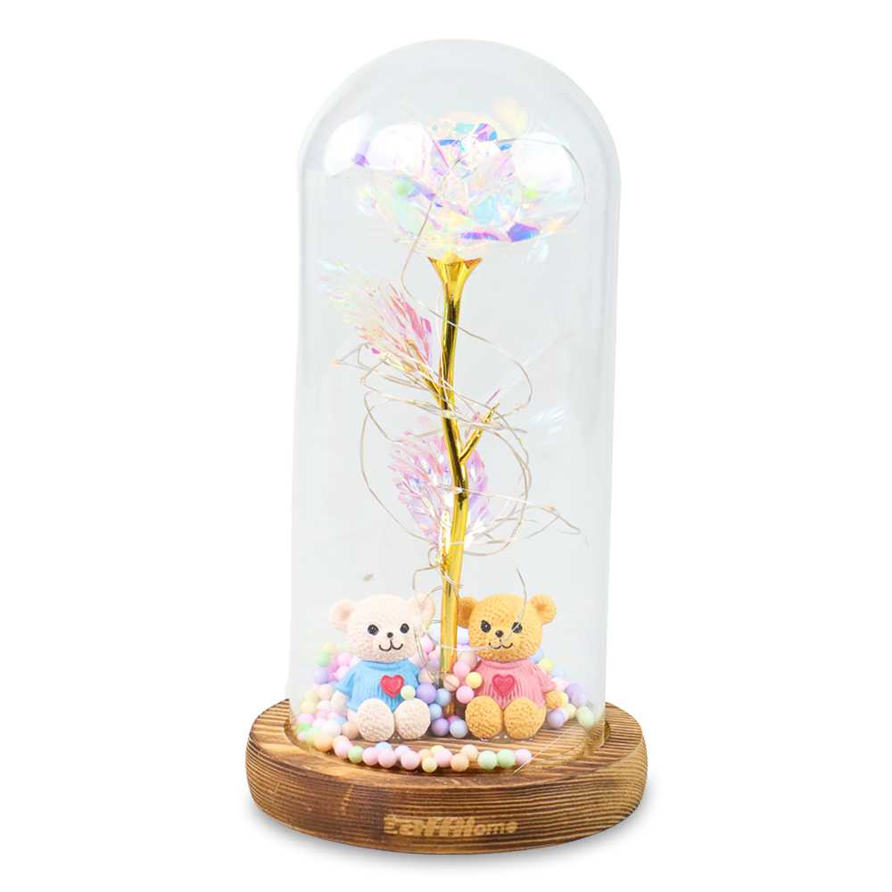 TD - LMP TaffHOME Lampu Meja Hias LED Mawar Beauty &amp; The Beast Bubble Colorful - RG-014