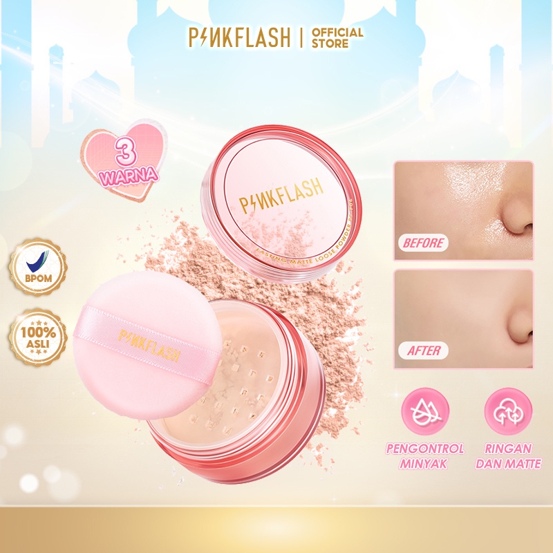 PINKFLASH OhMySelf Oil Controller Loose Powder Bedak Matte  Loose Setting Powder All Day Lasting 3 Colors