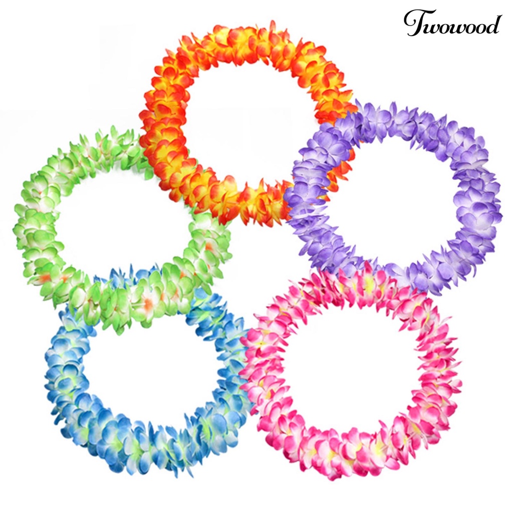 Twowood 4Pcs/Set Penebalan Warna Vibrant 80Pcs Flower Hawaii Garland Hawaii Bunga Kalung Bando Gelang Lei Perlengkapan Pesta