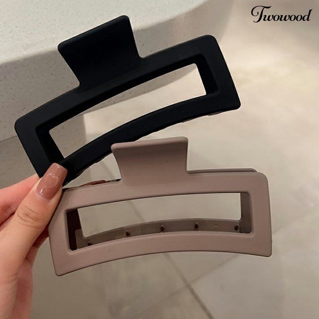 Twowood Hair Claw Oversized Square Strong Claw Berongga Keluar Dengan Gigi Hiasan Kepala Elegan Matte Hair Clip Crab Wanita Hiu Rambut Jepit Rambut Aksesoris Rambut