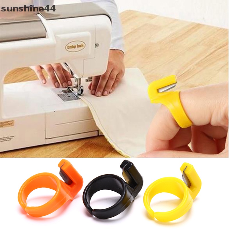 Sunshine Cincin Jahit Thimble Plastik Pemotong Benang Finger Sewing Craft DIY Alat ID