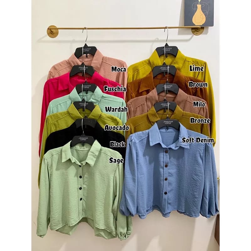 BEFAST - ZEC OOTD WANITA BLOUSE ZIA / Elza Crop Balon CRINCLE / Atasan Wanita Lengan Panjang / Fashion Kekinian Remaja ABG / Blouse Polos Formal / Pakaian Kerja Wanita Casual / Outfit Daily Wanita Hijab Style / Blouse Crop Polos Formal