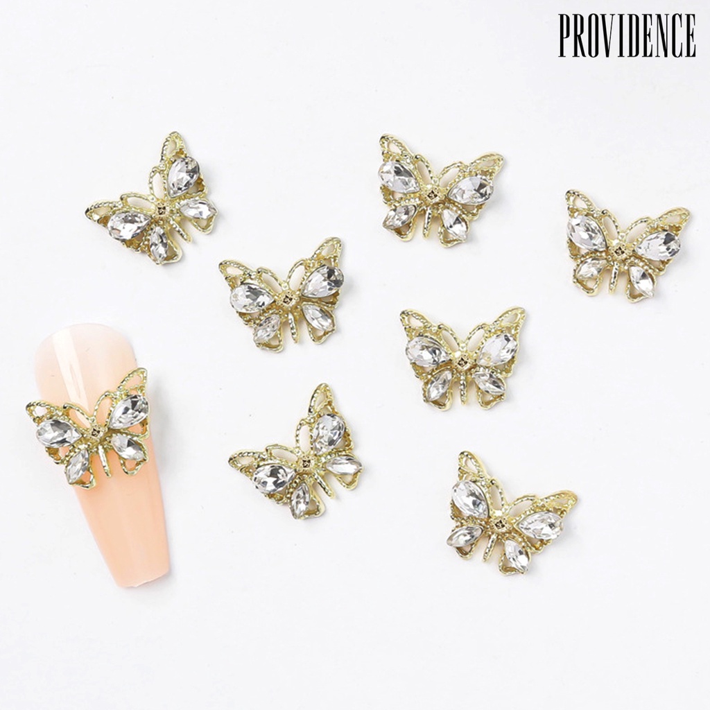 Providence 20 Pcs Butterfly Nail Charms Shining Rhinestones Inlay Faux Crystal 3D Charms DIY Manicure Aksesoris Nail Art Perhiasan Ponsel Case Dekorasi Perlengkapan Kuku