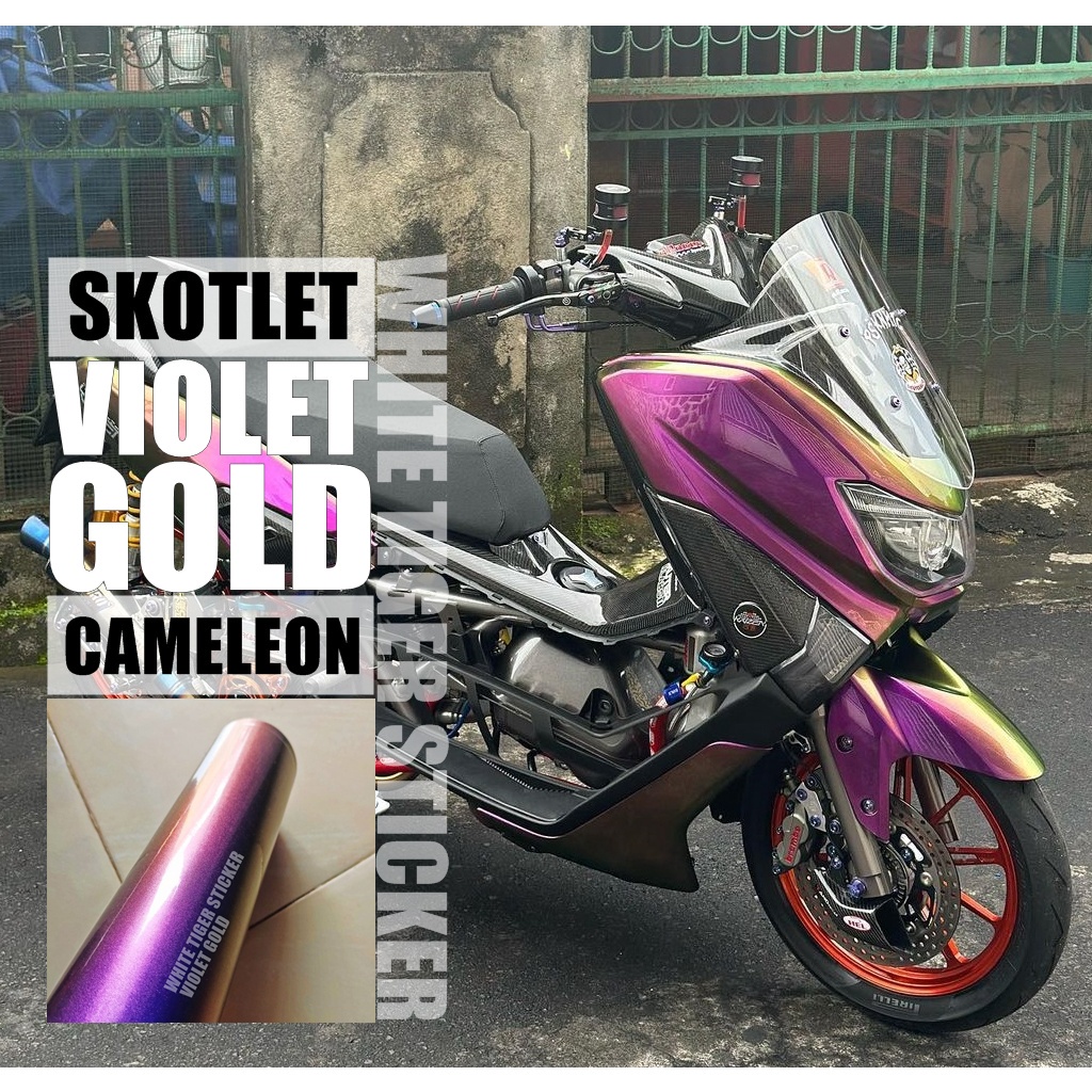 SKOTLET STIKER MOTOR BUNGLON VIOLET GOLD SKOTLET PREMIUM LEMBAYUNG BUNGLON SCOTLITE CAMELEON SKOTLET