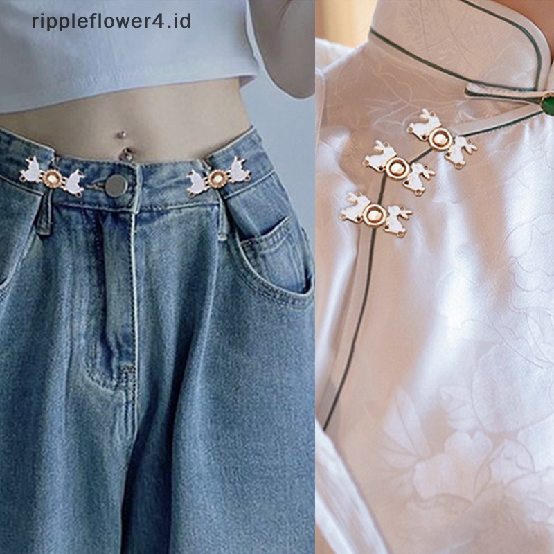 {rippleflower4.id} 1pasang Kancing Logam Sweater Cardigan Klip Rok Pinggang Berubah Kancing Adjustable~