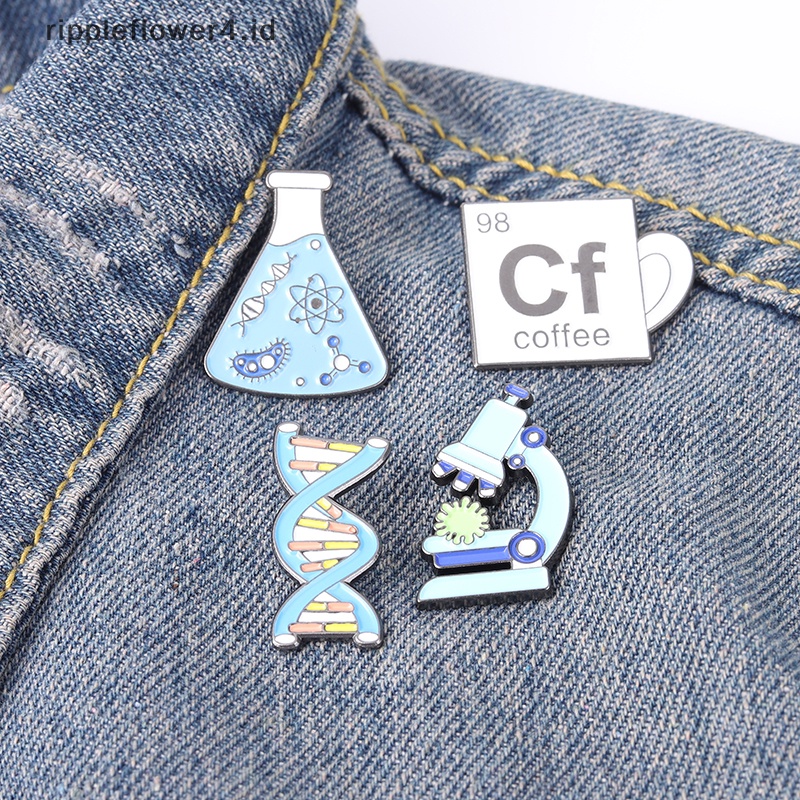 {rippleflower4.id} 1pc Mikroskop Beaker DNA Alat Percobaan Hayati Logam Bros Lencana~