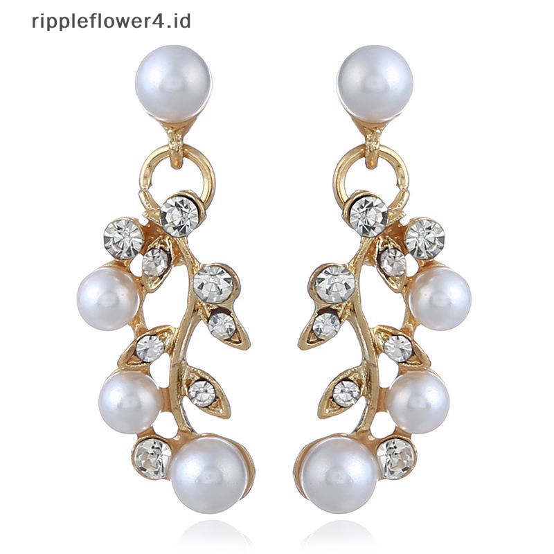 {rippleflower4.id} Set Perhiasan Kalung Anting Mutiara Imitasi Pengantin Elegan~