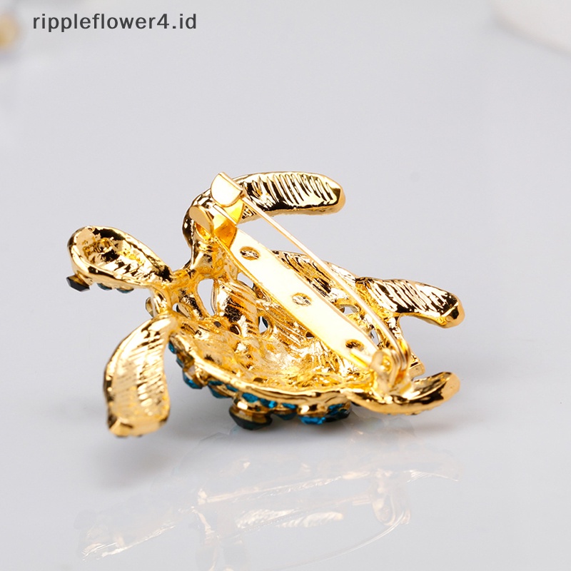 {rippleflower4.id} Hijau Berlian Imitasi Penyu Laut Hewan Bros Pin Untuk Wanita Perhiasan Hadiah Lady Hadiah Elegan Payudara Pin Fashion Perhiasan~