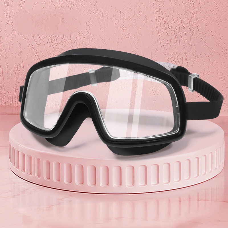 Kacamata Renang Dewasa Frame Besar HD Electroplated Waterproof Anti Fog Goggles Wanita Pria