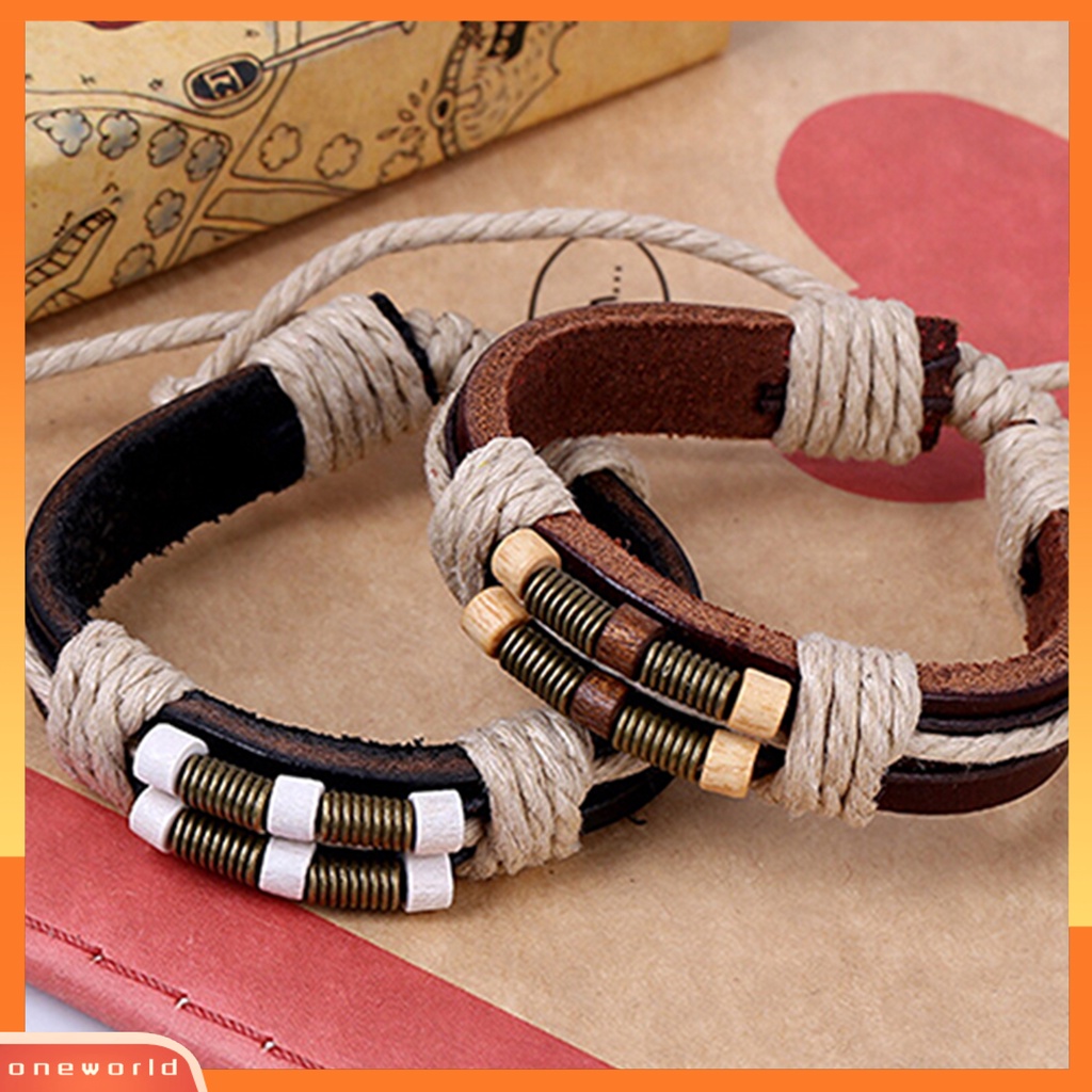 [WOD] Gelang Multilayer Gaya Punk Bahan Kulit Imitasi Unisex Braided Bracelet Untuk Pesta