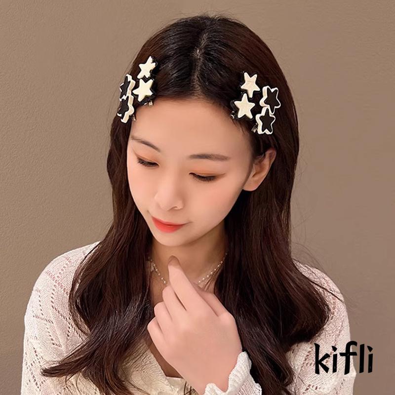 [KD]Y2k Jepit Rambut Gaya Milenial Hitam Putih Pentagram Hair Clip Hiasan Rambut Gadis Lucu