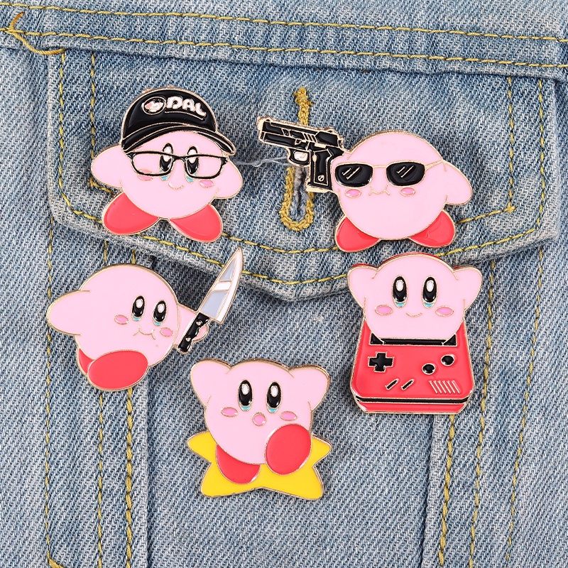 Permainan Anime Kirby Bros Enamel Logam Pin Ransel Pakaian Lapel Lencana Kartun Perhiasan Hadiah Untuk Teman Penggemar