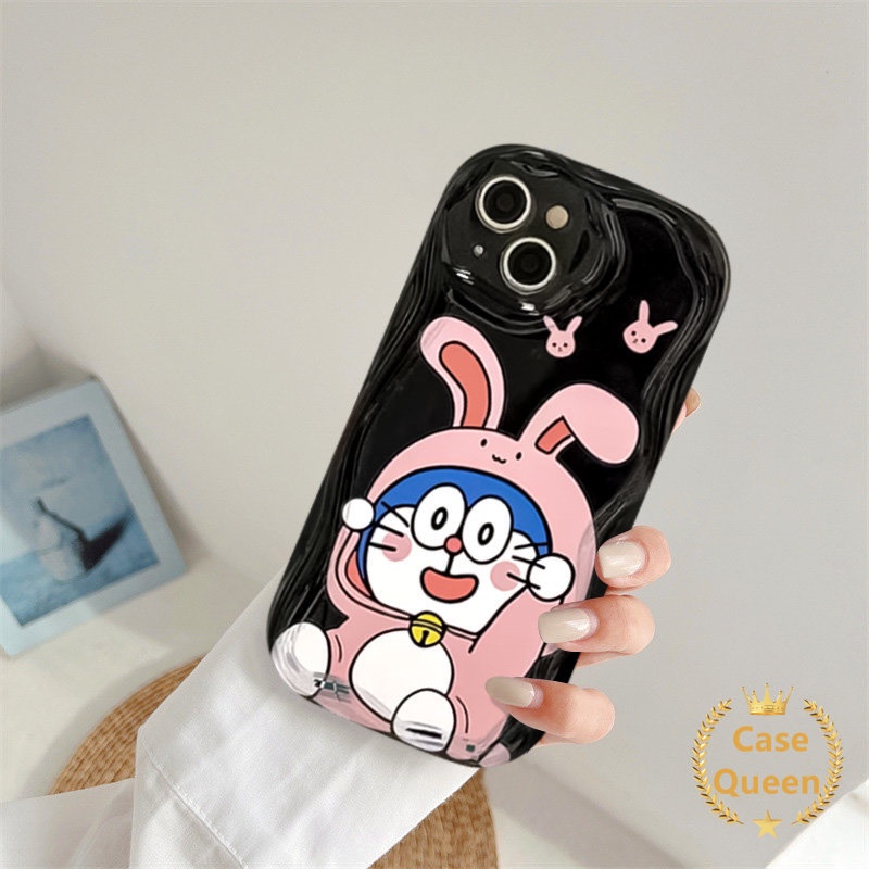 Kartun Kelinci Lucu Doraemon 3D Wavy Curved Edge Case Untuk Samsung A13 A04s M12 A24 A14 A52s A50 A30s A12 A32 A52 A50s Lovely Ice Cream SpongeBob Patrick Star Couple Cover