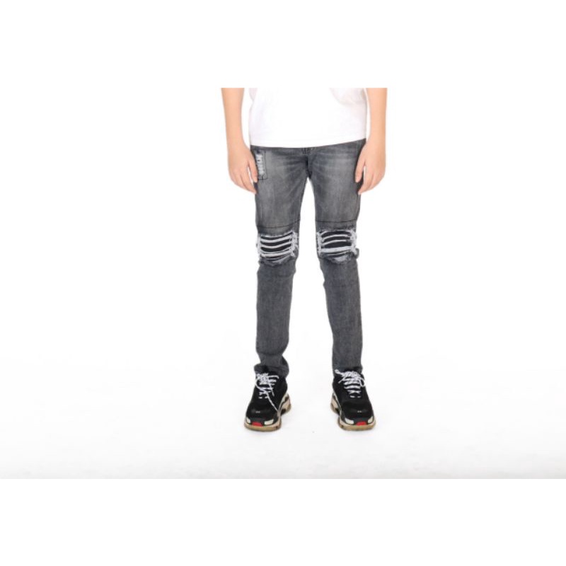 Weird Jeans - Ice Grey - Celana Jeans Pria Skinny Slimfit Strech Ripped