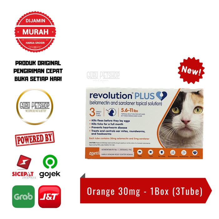 Revolution Plus Orange Obat Kutu Kucing Tetes - 0.5ml (Berat 2.5-5kg)