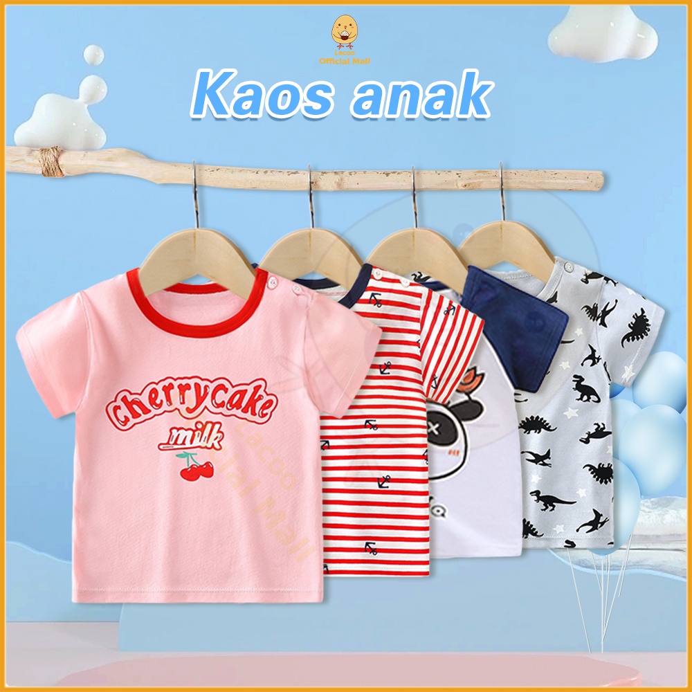 Lacoo Kaos anak laki laki perempuan Baju atasan anak lengan pendek karakter