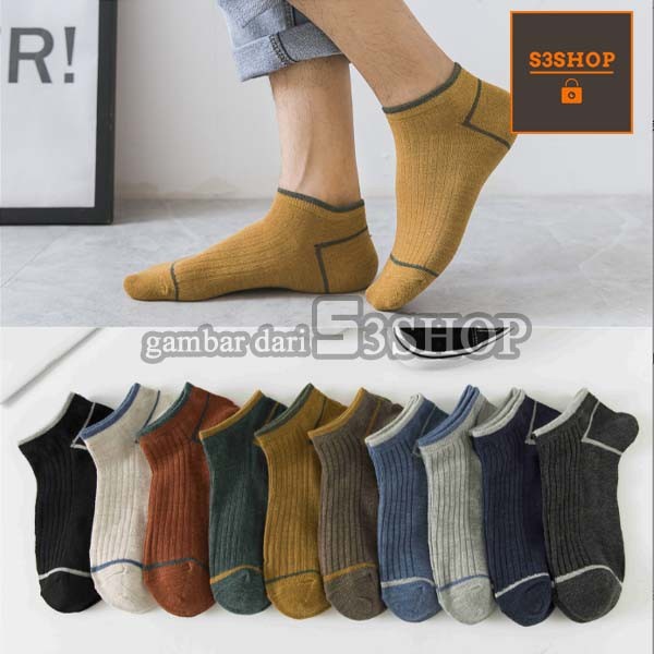 Kaos Kaki Pendek Warna Pastel Sport Socks Kasual Olahraga Pria Wanita