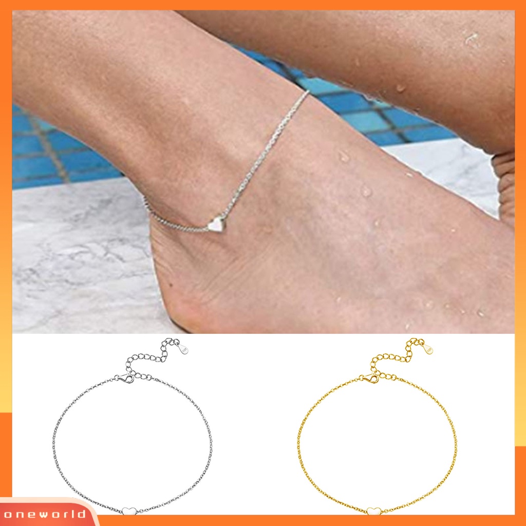 [WOD] Wanita Gelang Kaki Adjustable Elegan Temperamen All-match Rantai Dipanjangkan Perhiasan Hadiah Alloy Perempuan Cinta Hati Liontin Kaki Rantai Pantai Kaki Gelang Untuk Pakaian Sehari-Hari