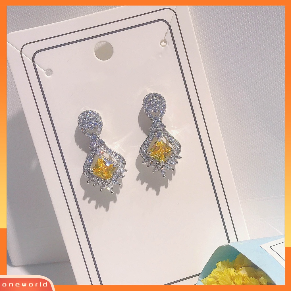 [WOD] 1pasang Anting Lady Hias Berlian Imitasi Berkilau Bentuk Geometris Anting Lady Drop Simetris Untuk Hadiah