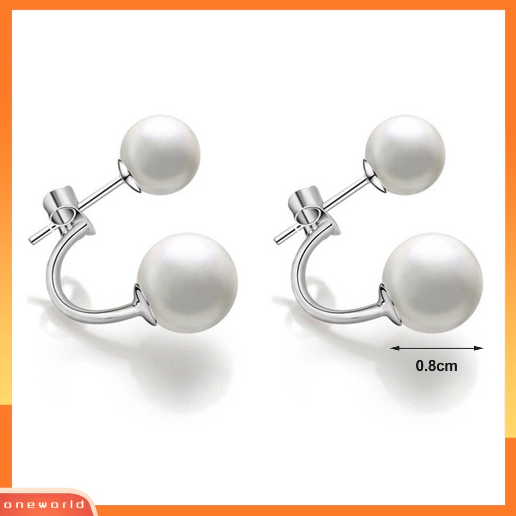 [WOD] 1pasang Ear Studs Dual Purpose Elegan Temperamen All-match Tepi Halus Hias Bentuk C Fashion Mutiara Imitasi Stud Earrings Wanita Perhiasan Untuk Pacaran