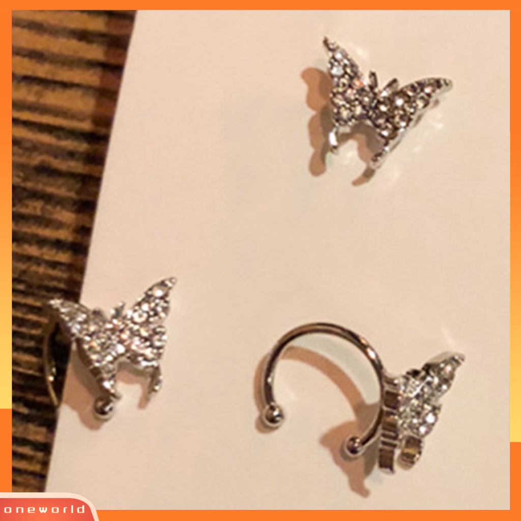 [WOD] Wanita Kupu-Kupu Anting Shiny Ear Clip Stud Pesta Pernikahan Perhiasan Aksesori Hadiah