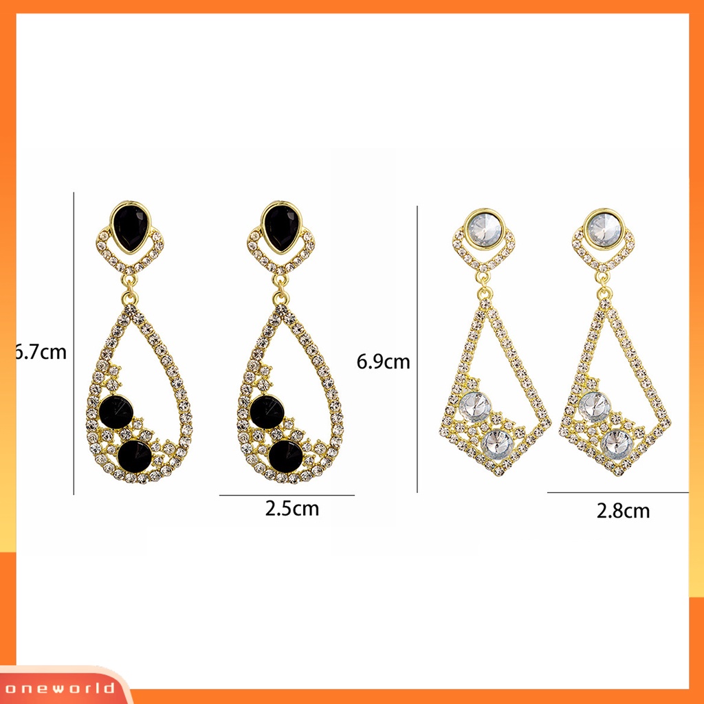 [WOD] 1pasang Anting Menjuntai Berongga Keluar Berlian Imitasi Perhiasan Bersinar Permata Imitasi Drop Earrings Untuk Pernikahan