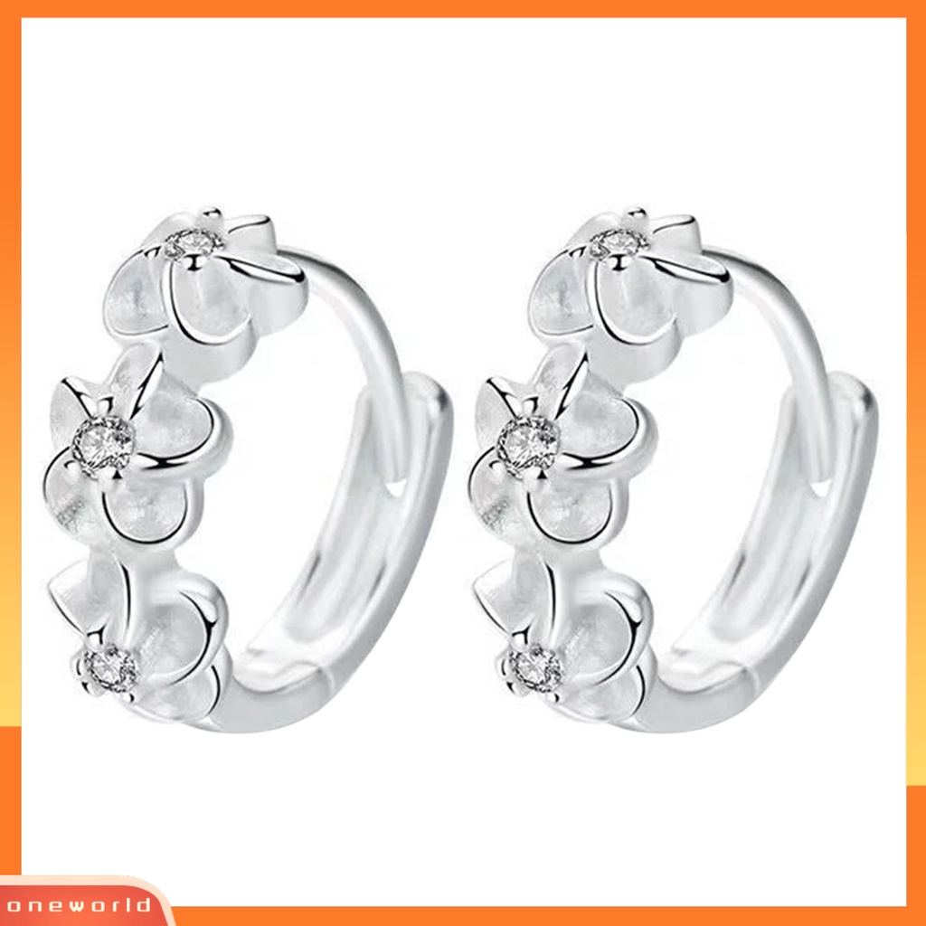 [WOD] 1pasang Anting Hoop Wanita Warna Solid Tahan Lama Stainless Bentuk Bunga Anti Alergi Women Huggie Earrings Aksesori Wanita