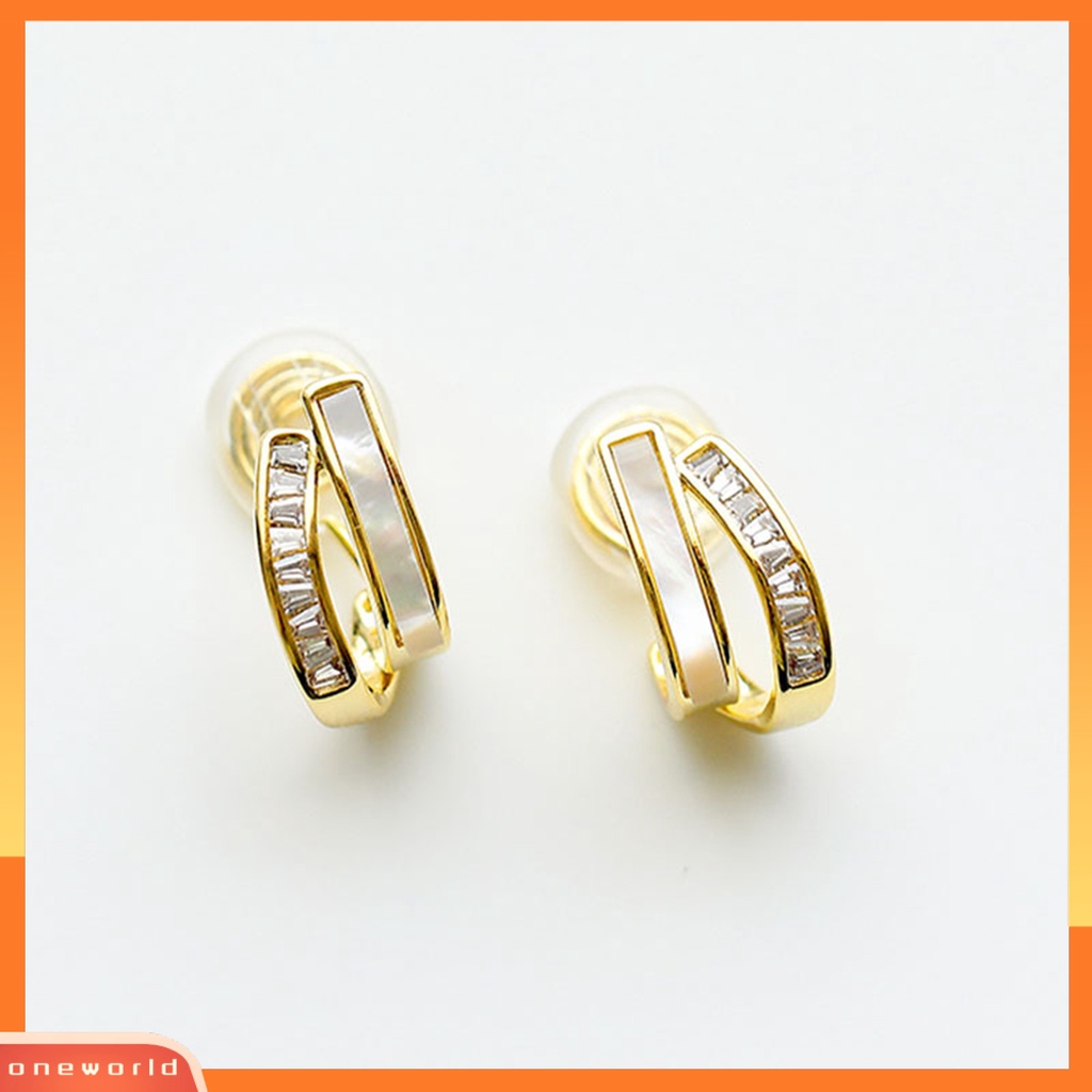 [WOD] 1pasang Anting Wanita Warna Vibrant Tahan Karat Alloy Ganda Melengkung Berbentuk Anting Pejantan Anting Pesta Hadiah Ulang Tahun