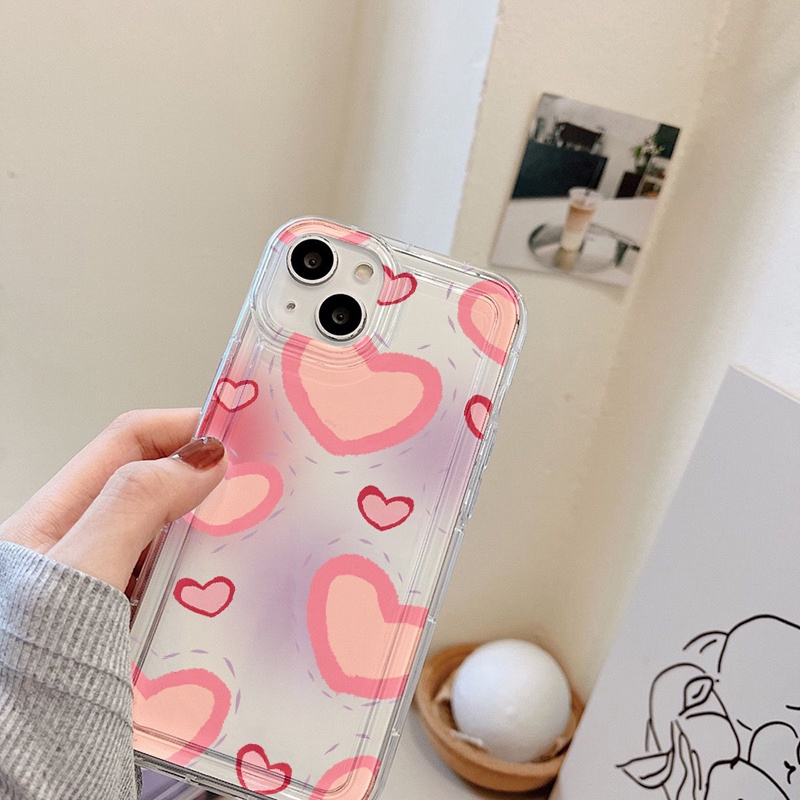 Case Hati Pink Untuk Xiaomi Redmi Note11 11s 10 10Pro 10S 10 ProMax 9 9S 8poco X3 Pro NFC M4 M5 Redmi 10 9A 9T 9C 10A Sport Mi11 Lite 5G NE Airbag Shockproof Cover