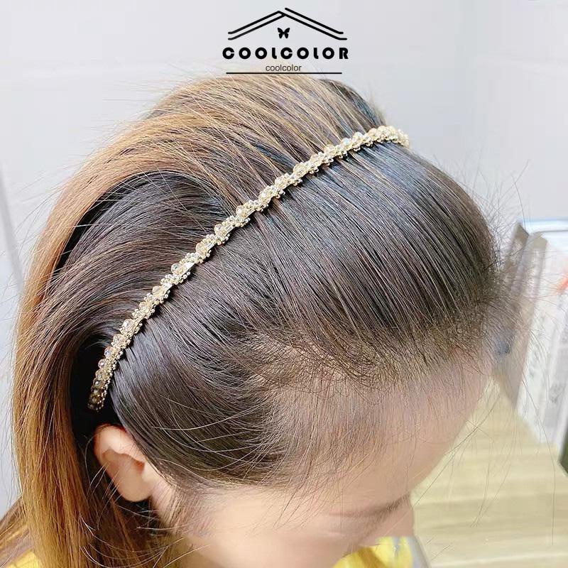 COD❤️Bando Wanita Premium Diamond Metal Fashion Korea Bandana Mutiara Rambut- cl