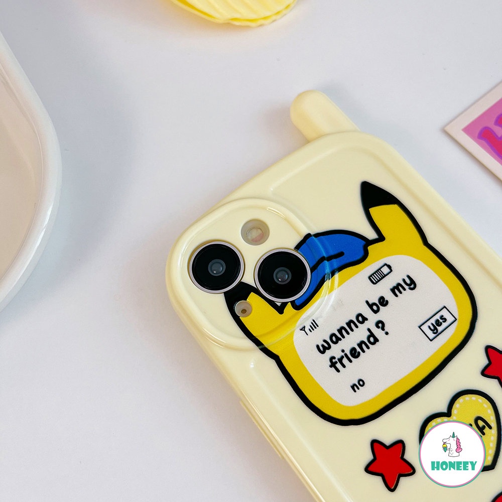 Fashion Kartun Pikachu Case Untuk iPhone 14 Pro 13 12 11 Pro Max XR XS 7 8Plus Kreatif Bintang Cinta Hati Tombol Lembut TPU Penutup Belakang