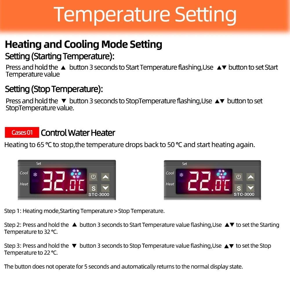 POPULAR Populer Digital Temperature Controller STC-3000 Dengan Sensor 12V 24V 110V-220V Thermoregulator